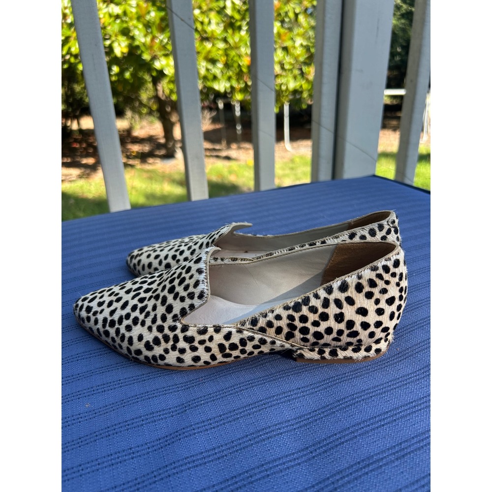 ABLE Leopard Print Calf Hair Pointed Toe Loafers Flats Animal Print Size 6M